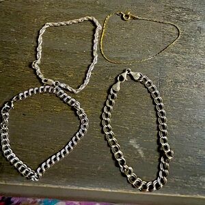 Elegant Silver and Gold Bracelet Set Stamped 925 Silver (4) Bracelets‎